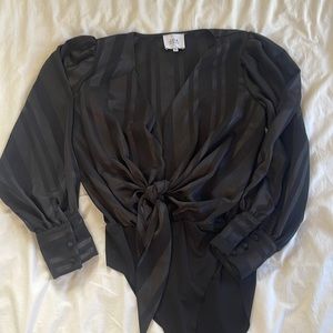 JOA Black tiefront bodysuit